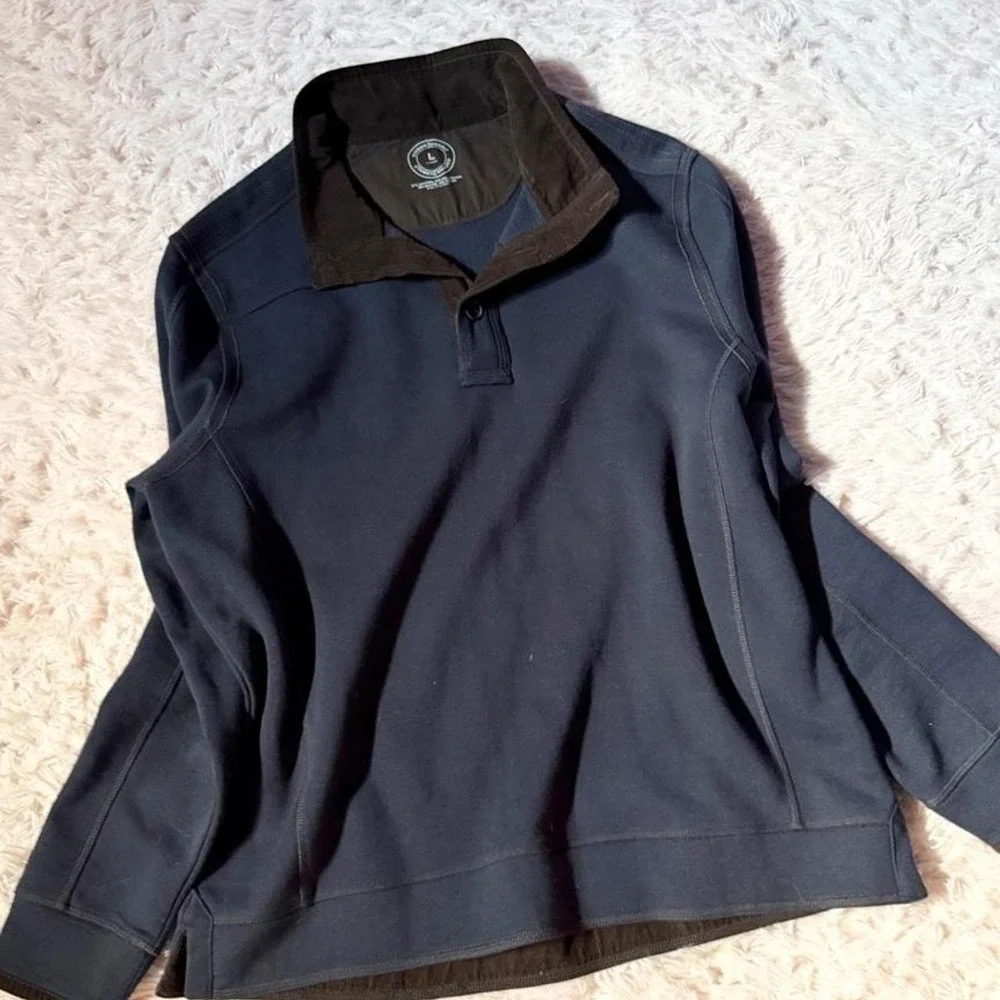 Navy Gorpcore Utility Functional Outdoorsman 1/4 Button Pullover Mens L Rugged